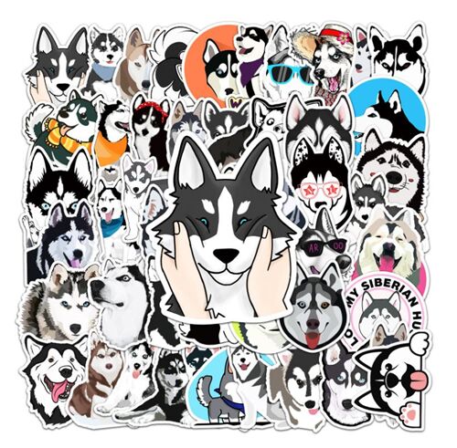 Huskies 50 unique designs siberian dogs puppy diecut sticker pack 4