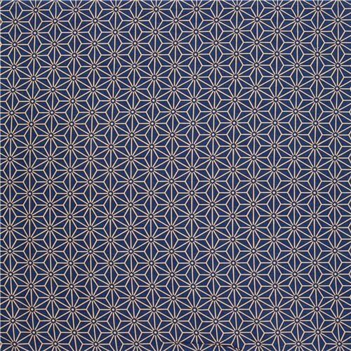 Resto de (42 x 108 cm) - Tela algod�n azul �ndigo dise�o tradicional de Jap�n geom�trico hex�gono fr 2
