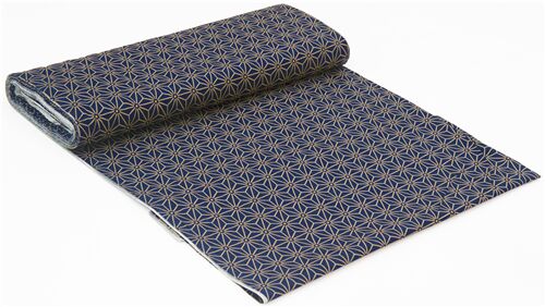 Resto de (42 x 108 cm) - Tela algod�n azul �ndigo dise�o tradicional de Jap�n geom�trico hex�gono fr 3