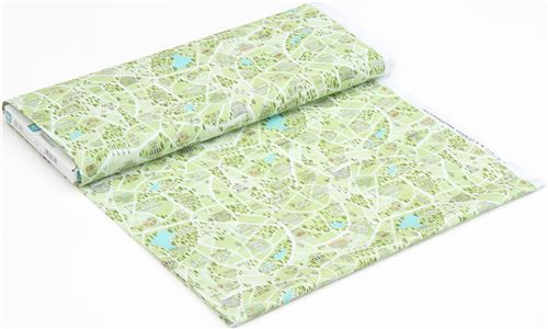 Ink & Arrow green town map fabric - modeS4u