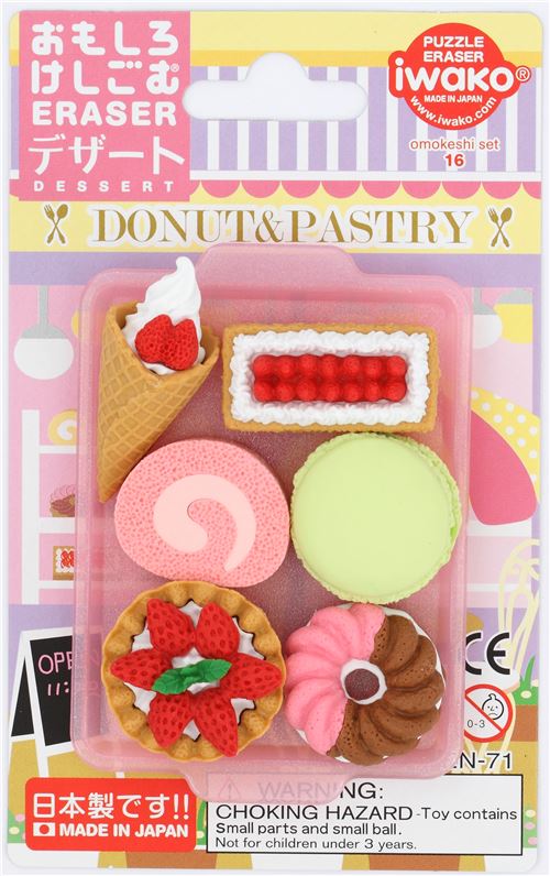 Iwako erasers 6 pieces rubber set dessert cake doughnut modeS4u