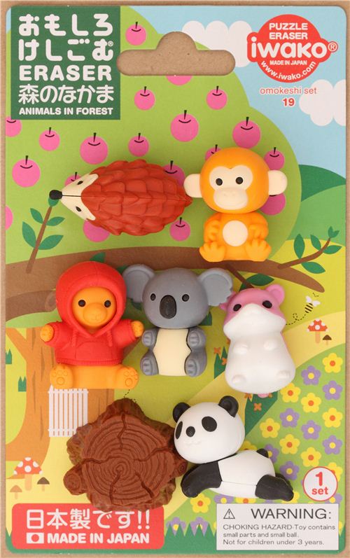 Iwako erasers Forest Animals set 8 pieces from Japan modeS4u