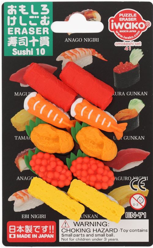 Iwako erasers Japanese sushi 10 pieces set modeS4u