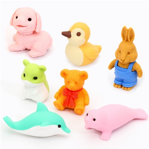 Iwako erasers animals box 7 pieces set Japan Animal Eraser Erasers