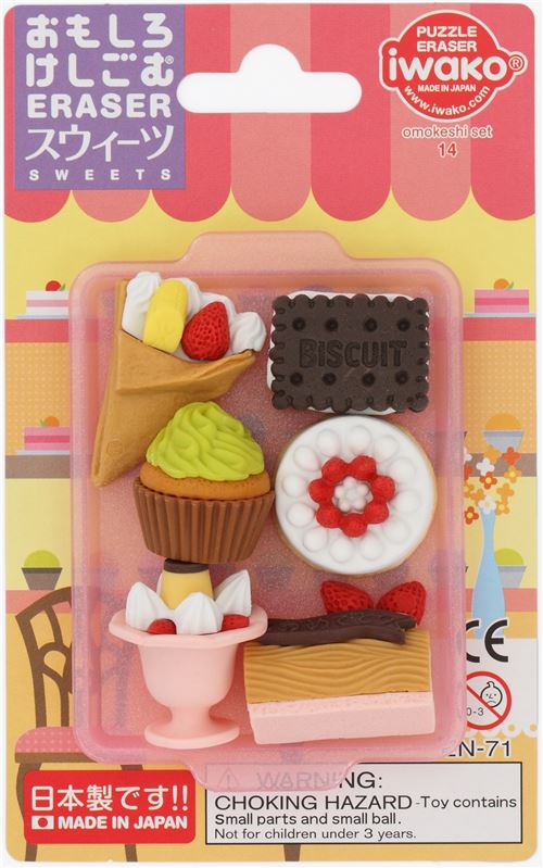 Iwako erasers cake ice cream 6 pieces set Dessert Eraser Eraser Stationery Kawaii Shop
