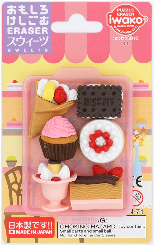 Iwako erasers cake ice cream 6 pieces set Dessert Eraser Eraser