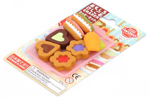 6pcs Box-packed Cute Kawaii Ilk Cookies Biscuit Erasers School