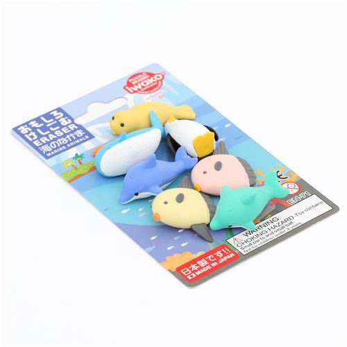 IWAKO Radierer Puzzleradierer Meerestiere Wal Robbe Delfin Pinguin Fisch