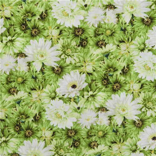 Green Daisy Flowers Fabric
