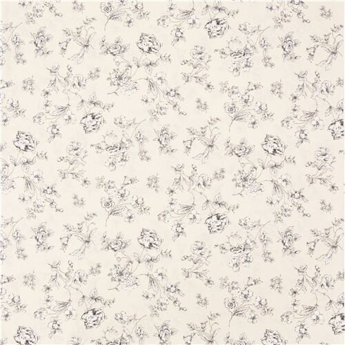 Japan shirting cotton fabric with illustrated rose floral pattern - modeS4u