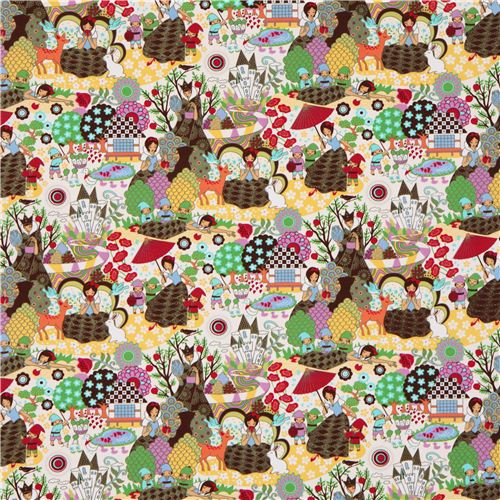 Japanese Anime fairy tale Manga fabric Snow White Sage Fairy Tale