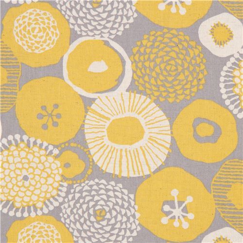 Japanese Canvas fabric with chartreuse flowers - modeS4u