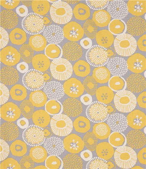 Japanese Canvas fabric with chartreuse flowers modeS4u
