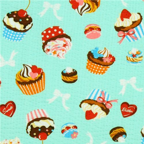 Japanese Cosmo fabric cupcakes macaroons light green 1