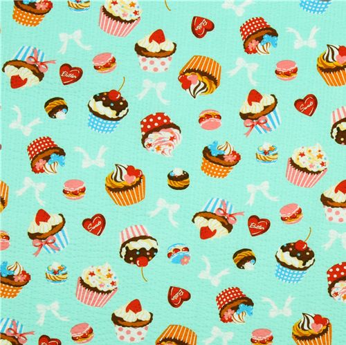 Japanese Cosmo fabric cupcakes macaroons light green 2