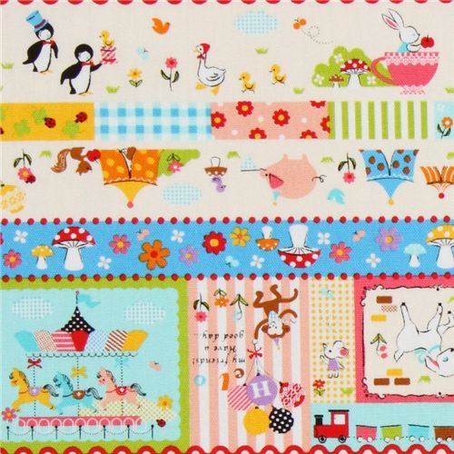 Japanese Cosmo fabric cute circus animals 1
