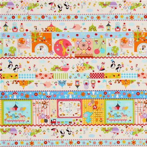 Japanese Cosmo fabric cute circus animals 3
