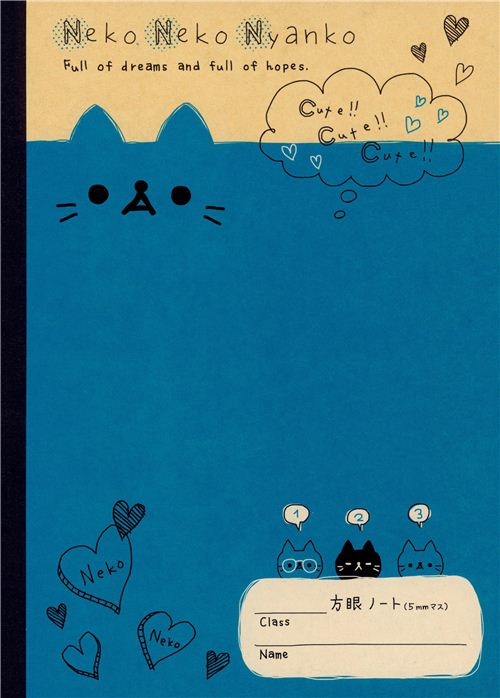 Japanese Kamio blue cat notepad exercise book modeS4u