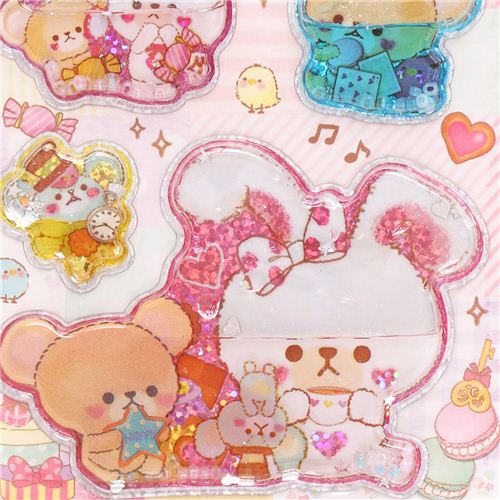 Japanese Kamio rabbit and bear water capsule stickers - modeS4u