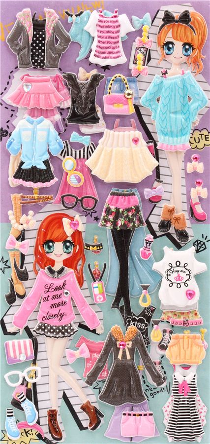 Japanese 'My Style Mode' girl dress up doll puffy sponge stickers ...