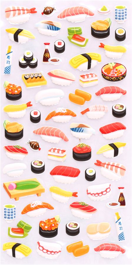 Japanese Sushi 3D sponge sticker book set by Kamio - Food Stickers ...