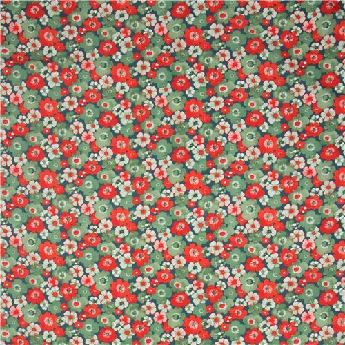 Japanese dark green nylon oxford fabric with flowers - modeS4u