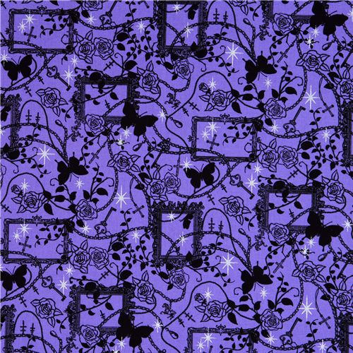 Japanese fabric purple roses chains crosses glitter 2