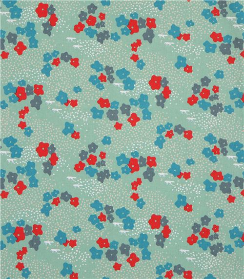 Japanese flower canvas fabric by echino Echino Fabric Fabric
