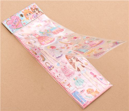 Japanese kawaii girls dress up doll puffy sponge stickers 'ribbon ...