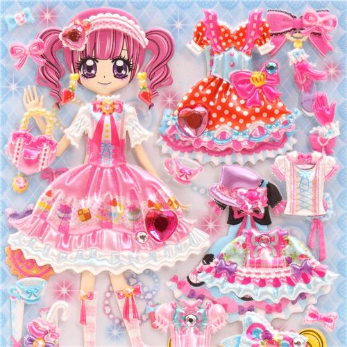Japanese kawaii girls dress up doll puffy sponge stickers 'ribbon