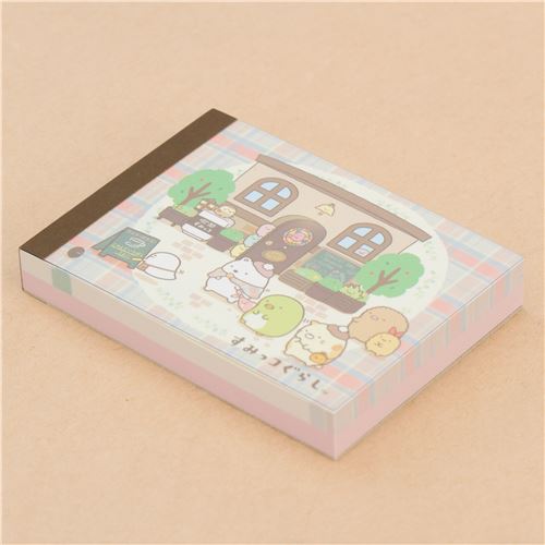 Japanese mini memo pad by SanX of Sumikkogurashi visiting a cafe modeS4u