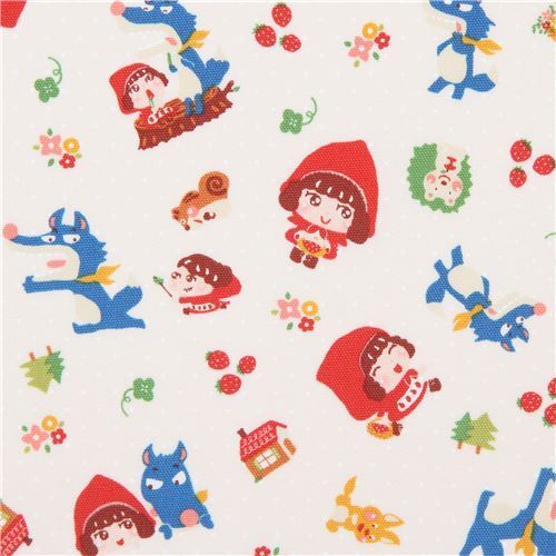 Japanese oxford fabric with Little Red Riding Hood and Wolf Fabric
