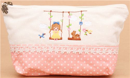 rosa gepunktete Eichhörnchen Mädchen Schaukel Federtasche Federmappe