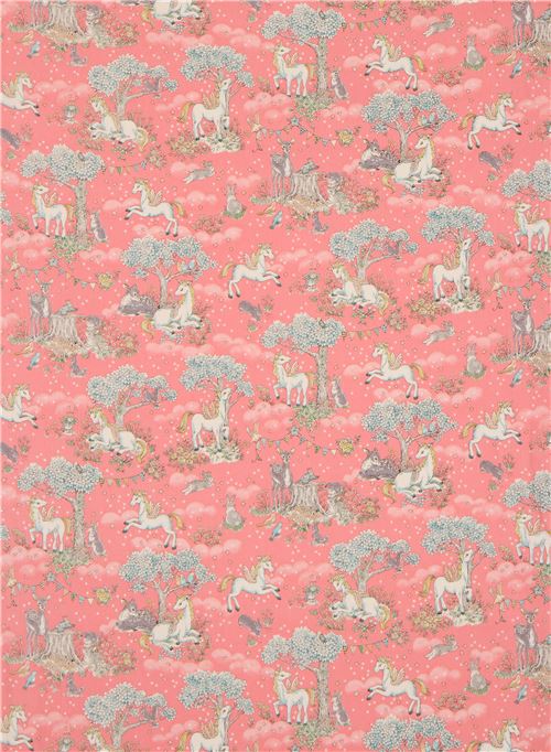 Remnant (26 x 110 cm) - Japanese pink unicorn oxford fabric 2