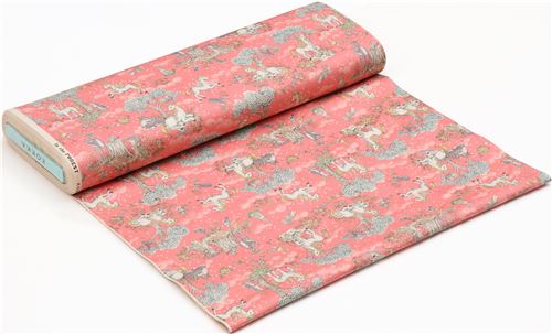 Remnant (26 x 110 cm) - Japanese pink unicorn oxford fabric 3