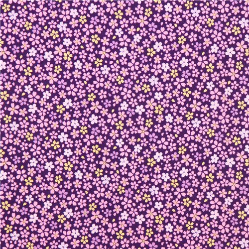 Japanese purple cherry blossom flower fabric by Kokka 3