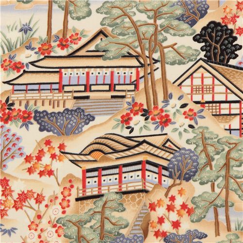 Japanese scenery fabric tree flower Timeless Treasures 1