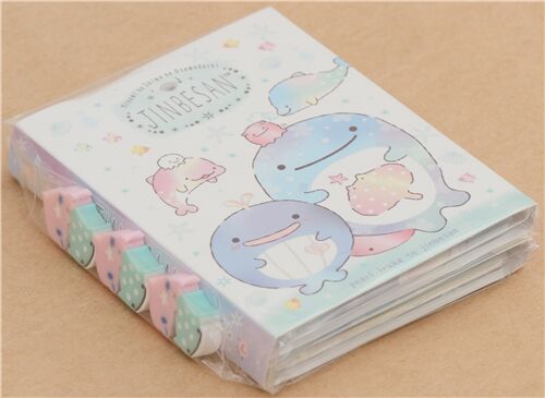 Mini libro plegable con blocs de notas y gomas de Jinbesan y sus amigos de San-X 2