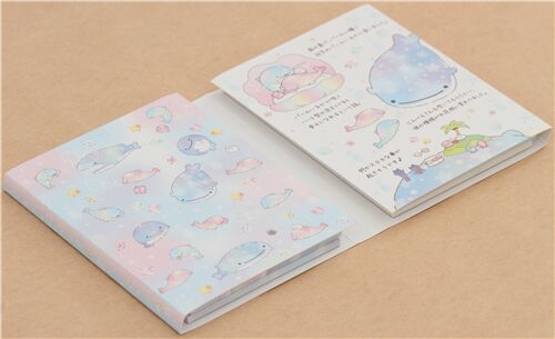 Mini libro plegable con blocs de notas y gomas de Jinbesan y sus amigos de San-X 3