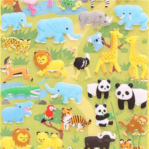 Kamio safari animal puffy sponge stickers from Japan - modeS4u