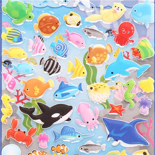 Kamio sea animals puffy sponge stickers from Japan - Animal Stickers ...
