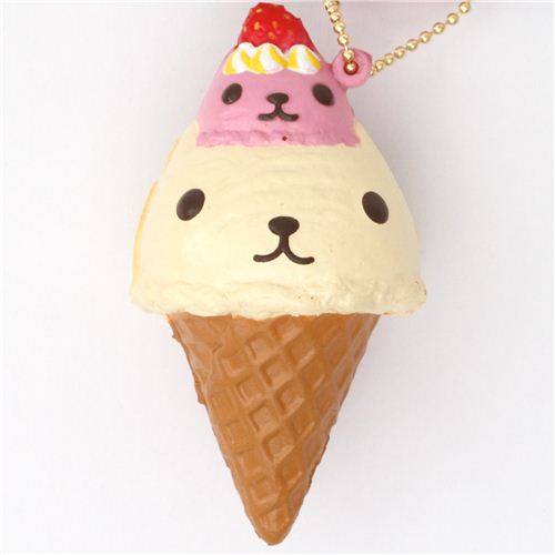 Kapibarasan light yellow pink ice cream squishy cellphone charm - modeS4u