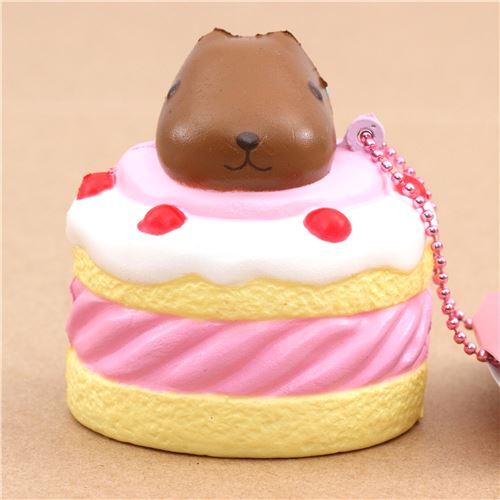 Kapibarasan yellow pink cake squishy charm 2