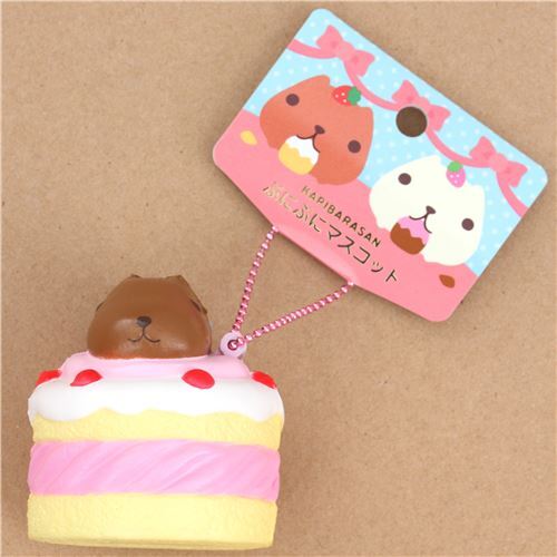 Kapibarasan yellow pink cake squishy charm 4