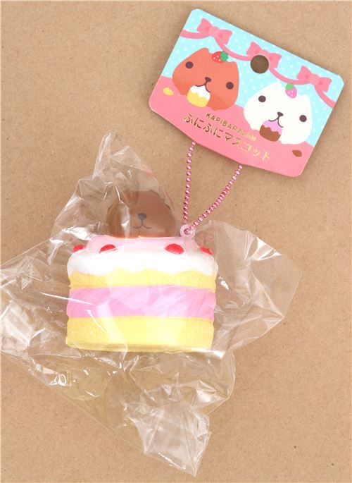 Kapibarasan yellow pink cake squishy charm 5