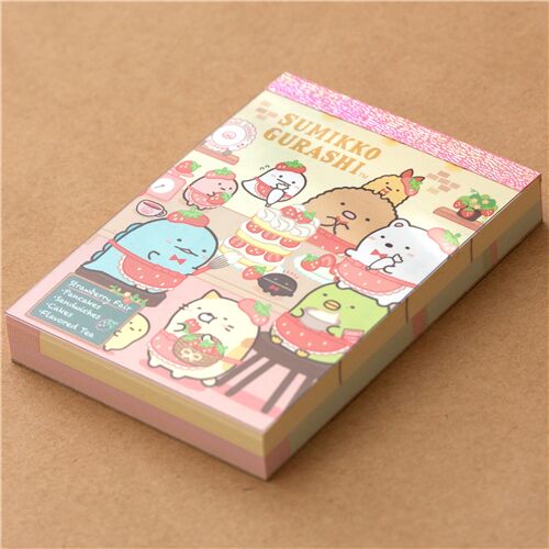 Kissa Sumikko mini memo pad with strawberries by San-X - modeS4u