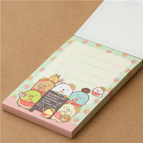 Kissa Sumikko mini memo pad with strawberries by San-X - modeS4u