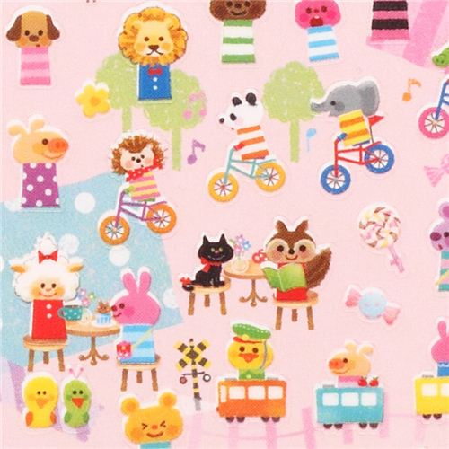 Kokeshi Doll animal calendar stickers from Japan - Animal Stickers