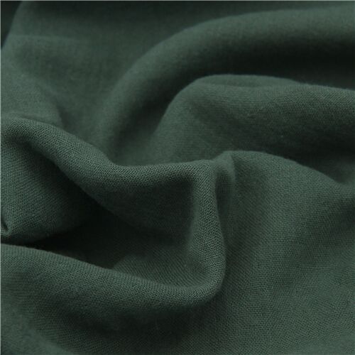 Tela de gasa doble verde oscuro liso de Kokka Tela