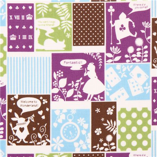 Kokka Alice in Wonderland patchwork silhouette fairy tale fabric from Japan Fabric